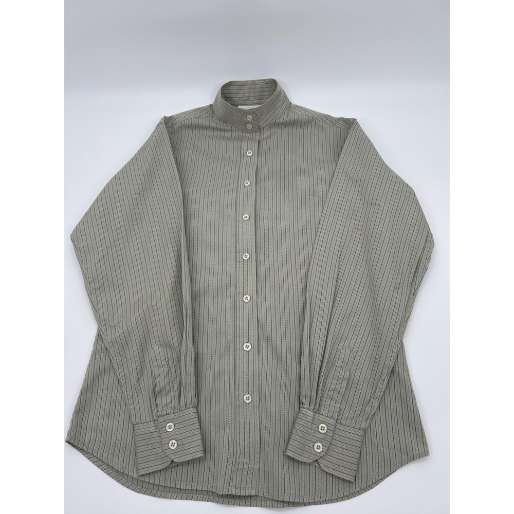 Pale Horse Designs Equestrian Show Shirt Sage Green Striped Detachable Collar 34